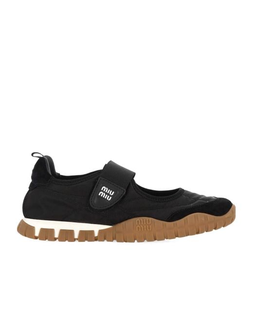Miu Miu Black Tyre Round-Toe Ballet Flats