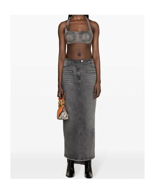 MARINE SERRE Gray Camouflage Print Halterneck Crop Top