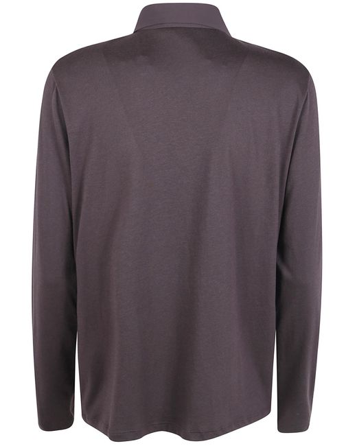 Seventy Blue Long-Sleeved Floral Knit Polo Shirt