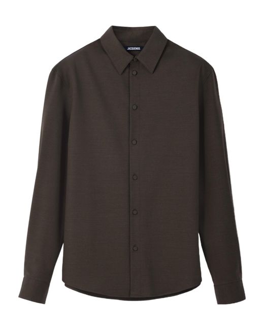 Jacquemus Gray Collared Long-Sleeve Shirt for men