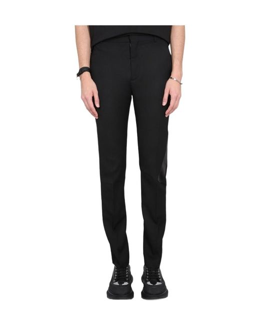 McQueen Black Straight-Leg Tailored Trousers for men