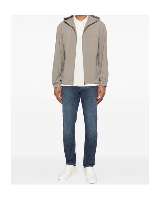 Emporio Armani Gray Hooded Zip-Up Jacket for men