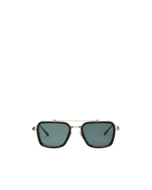 Akoni Green Solis Geometric-Frame-Detail Sunglasses for men