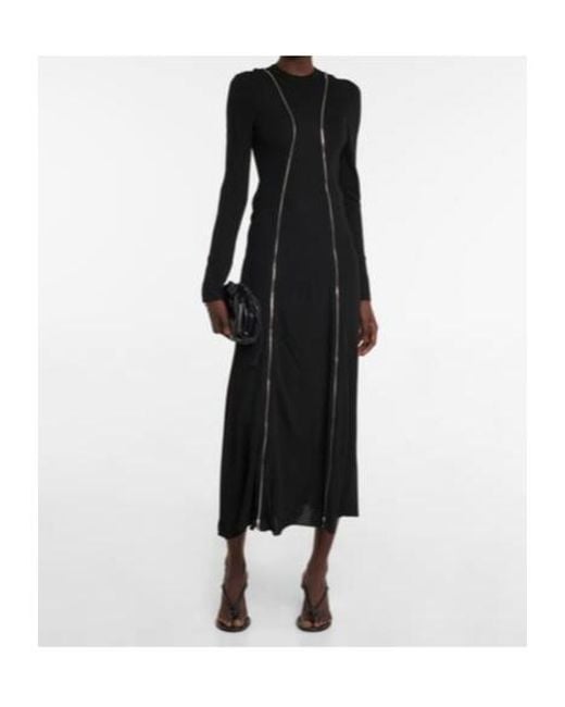 Victoria Beckham Black Zipper-Embellished Maxi Dress