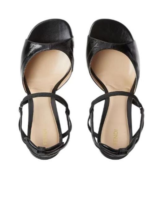 Fendi Black Hagfish Leather High-Heeled Sandals