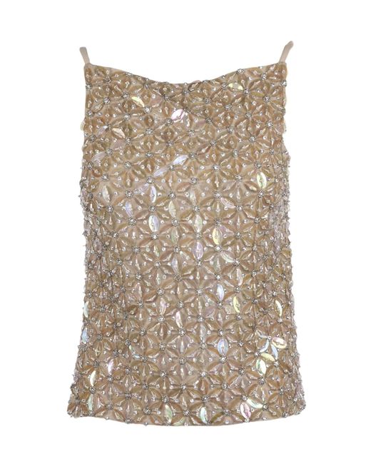 P.A.R.O.S.H. Natural Sequin Embroidered Top