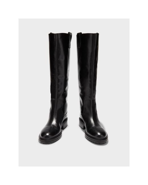 Aeyde Black Solid Color Knee High Boots