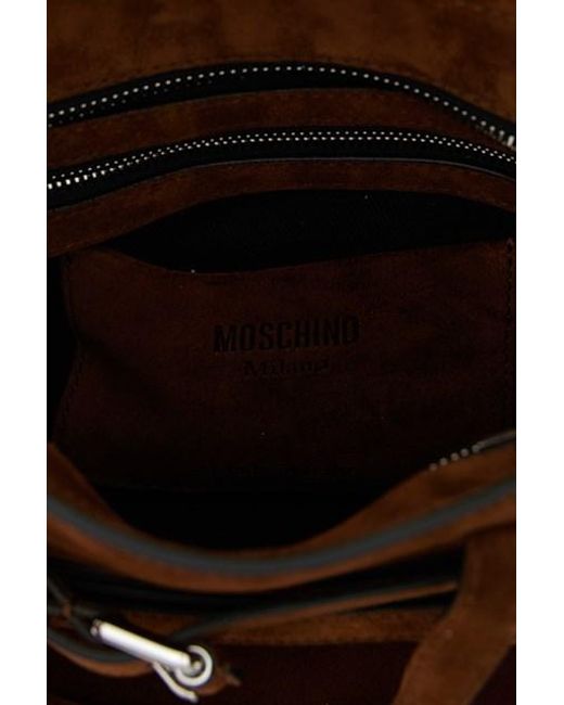 Moschino Brown Tie Me Belt-Detail Suede Tote Bag