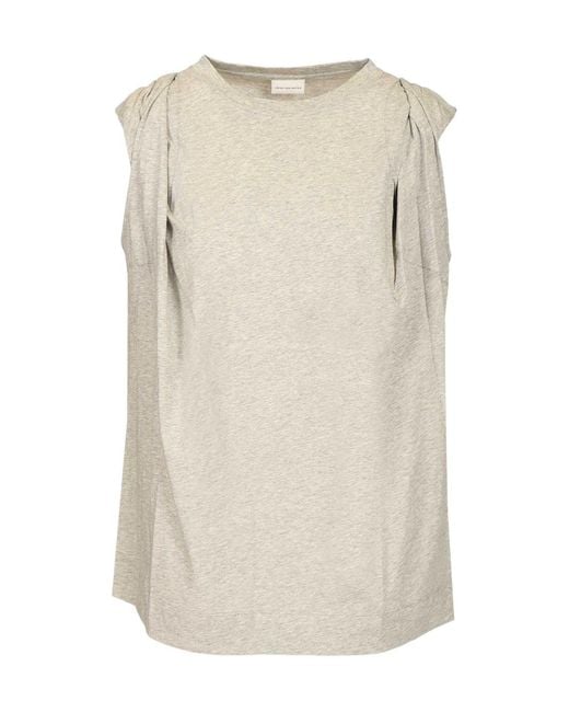 Dries Van Noten Natural Draped Sleeveless Top