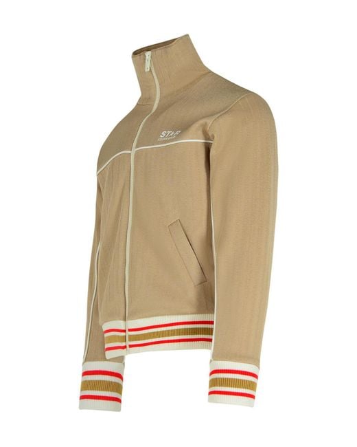 Golden Goose Deluxe Brand Natural Logo Printed Zipped Track Sweatshirt