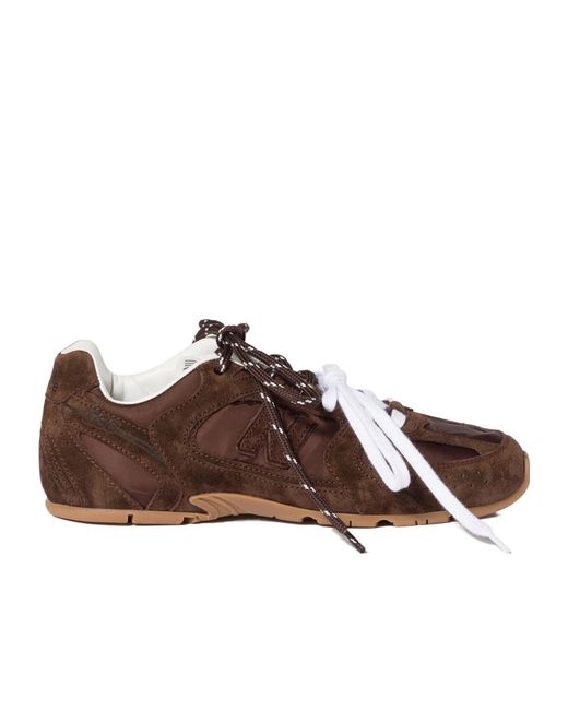 Miu Miu Brown New Balance X 530 Sl Technical Fabric And Suede Sneakers