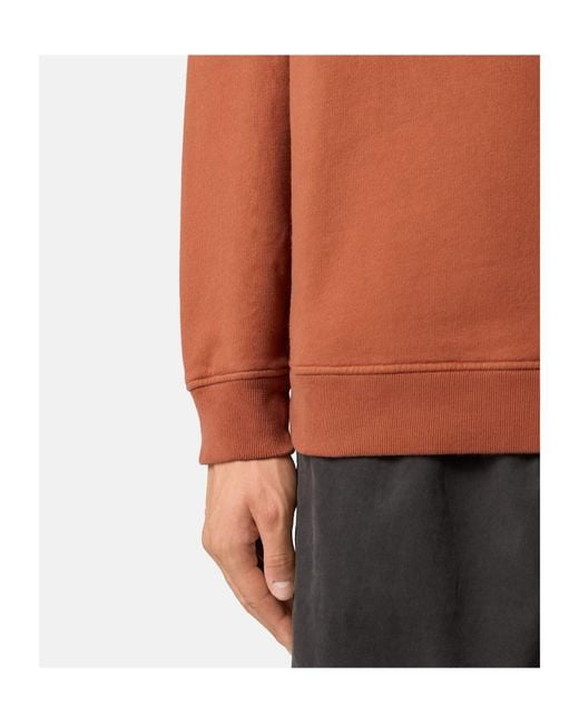 Stone Island Orange Regular-Fit Crewneck Sweatshirt With Ribbed Inserts for men