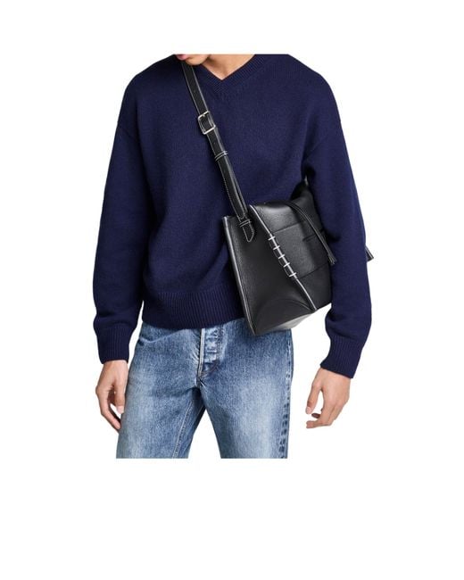 J.W. Anderson Black Stitched-Edge Leather Shoulder Bag for men