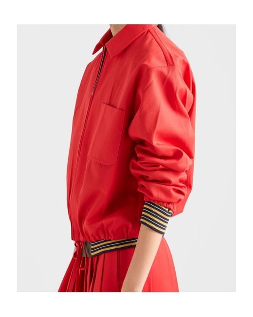 Prada Red Gabardine Blouson Jacket