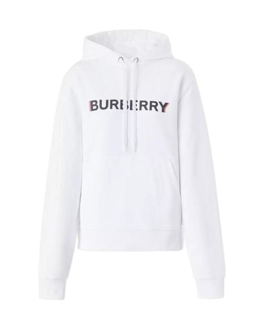 Burberry White Printed Hooded Hoodie Hoodie