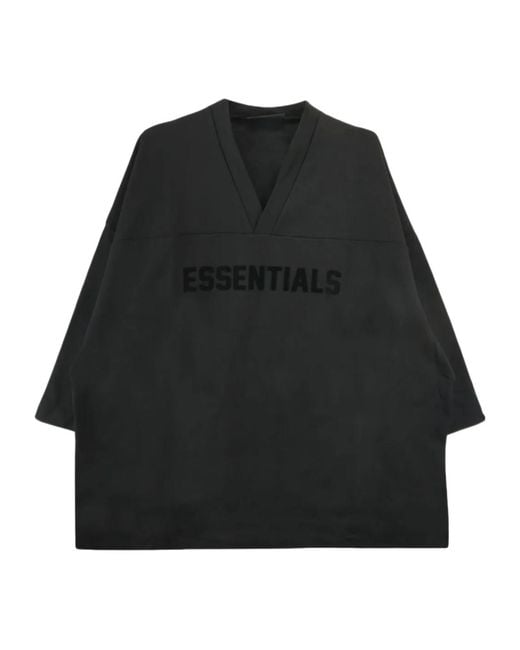 Fear Of God Black Logo-Print V-Neck Cotton T-Shirt for men