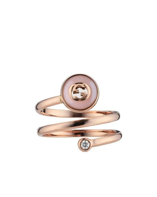 Gucci Pink Interlocking 18K Spiral Ring