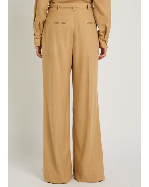 Gabriela Hearst Natural Vargas Herringbone Cashmere And Silk-Blend Trousers