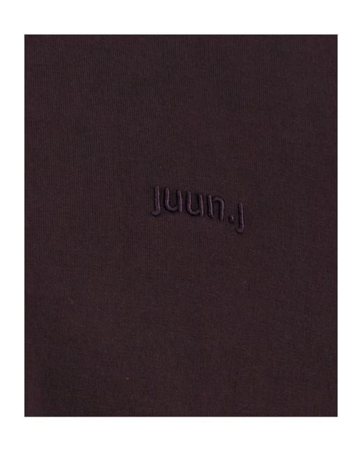 Juun.J Black Juun J Logo Embroidered Loose T-Shirt for men