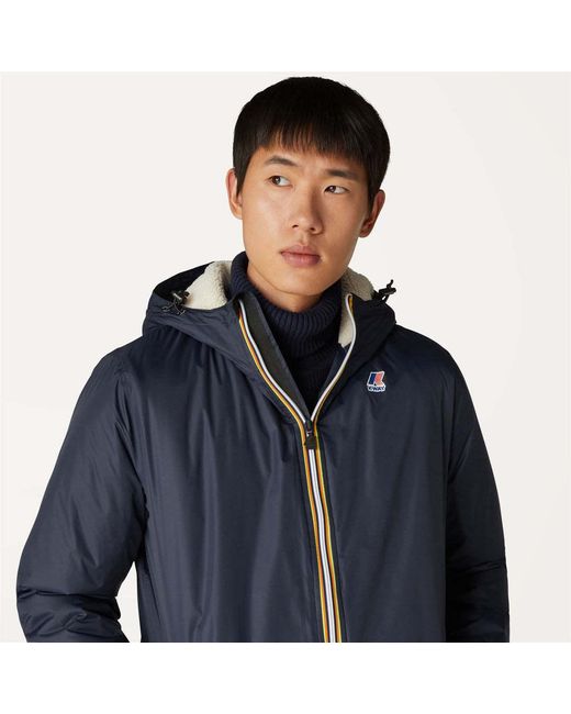 K-Way Blue Le Vrai 3.0 Eiffel Orsetto Hooded Raincoat for men