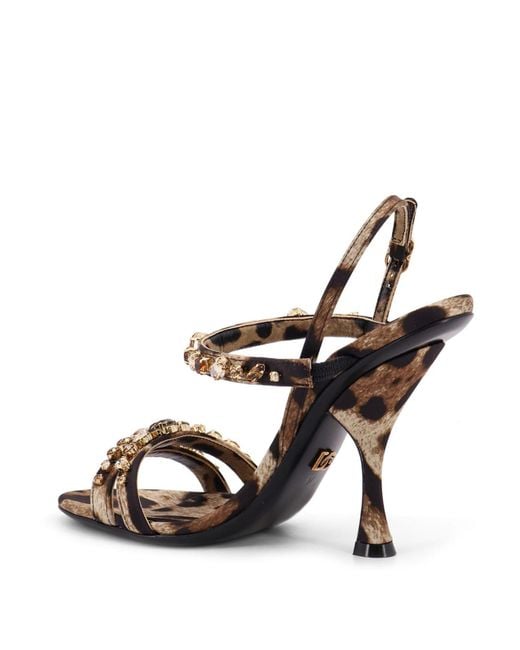 Dolce & Gabbana Metallic Embellished Leopard Printed Sandals