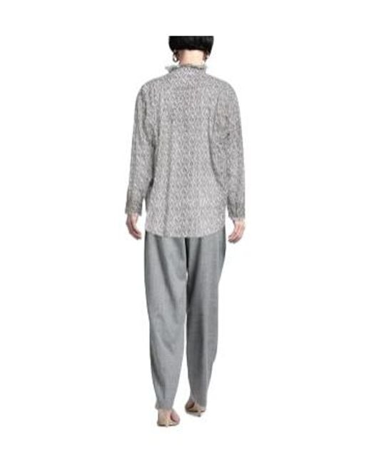 Isabel Marant Gray Loose Dropped-Shoulder Long-Sleeve Shirt