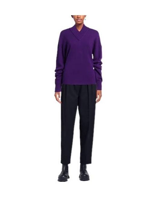 Sportmax Purple Minimal Solid Knit Sweater