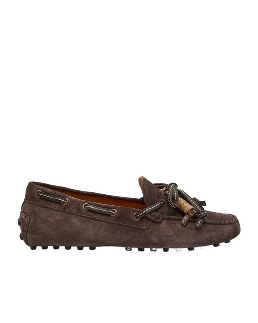 Tod's Brown Gommino Suede Loafers