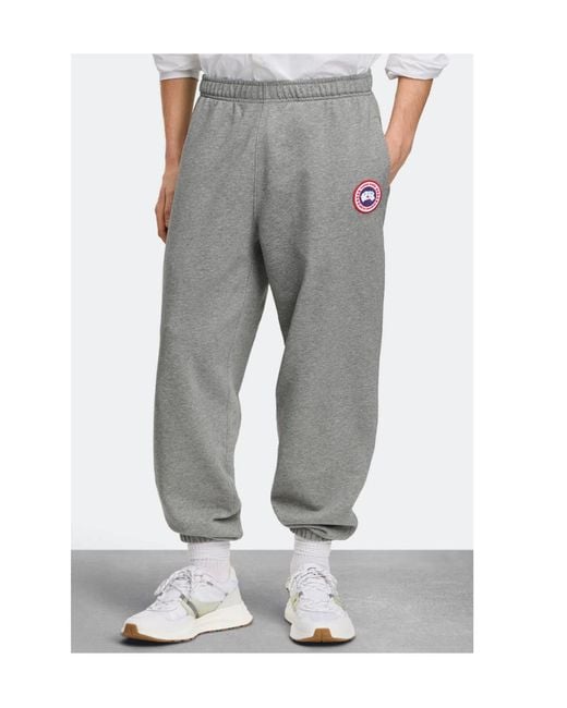 Canada Goose Gray Rove Logo-Patch Cotton Track Pants for men