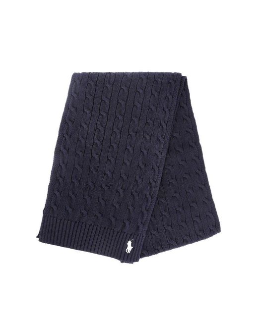 Polo Ralph Lauren Blue Pony Pattern Knitted Scarf