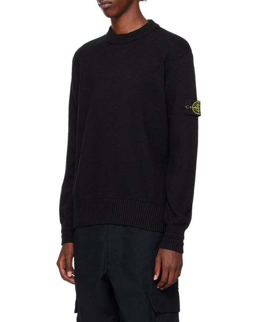 Stone Island Black Logo Patch Crewneck Jumper for men