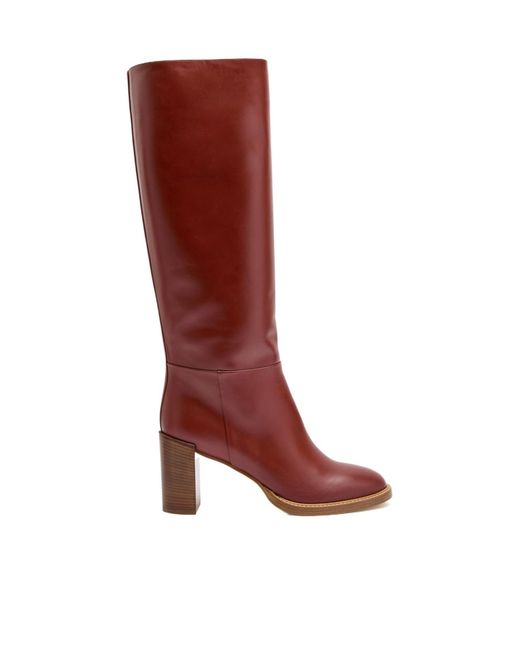 Gabriela Hearst Red Bocca Leather Knee-High Boots