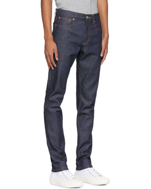A.P.C. Blue Low-Rise Straight Leg Jeans for men