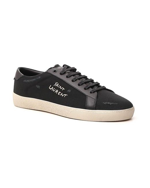 Saint Laurent Black Court Classic Sl/06 Embroidered Sneakers for men