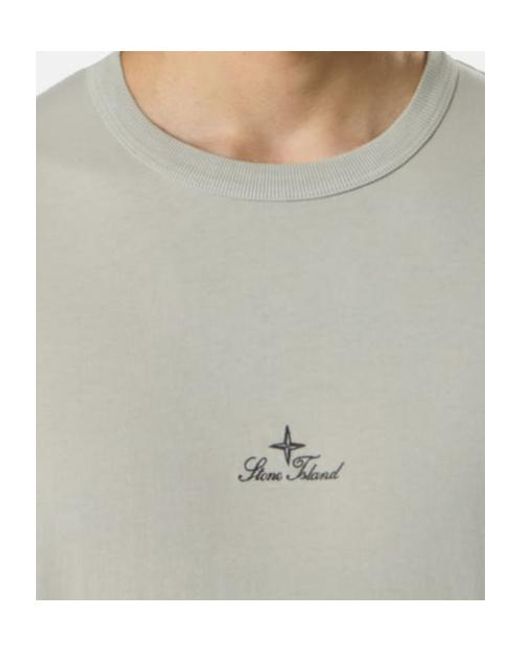 Stone Island White Short-Sleeved T-Shirt for men