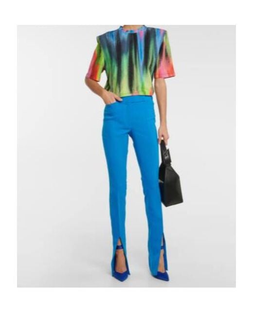 The Attico Blue Freja High-Waisted Tech Crepe Leggings