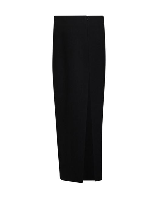 Khaite Black Back-Slit Long Skirt