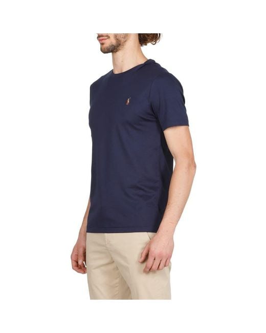 Polo Ralph Lauren Blue Logo Embroidered Crewneck T-Shirt for men