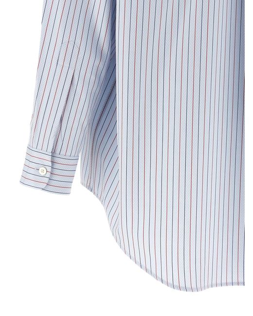Prada Blue Logo-Embroidered Striped Shirt