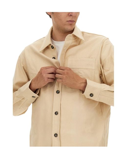 A.P.C. Natural Buttoned Long-Sleeved Shirt for men