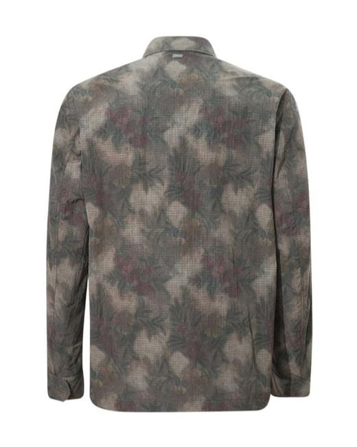 Herno Gray Zip-Front Printed Coat for men
