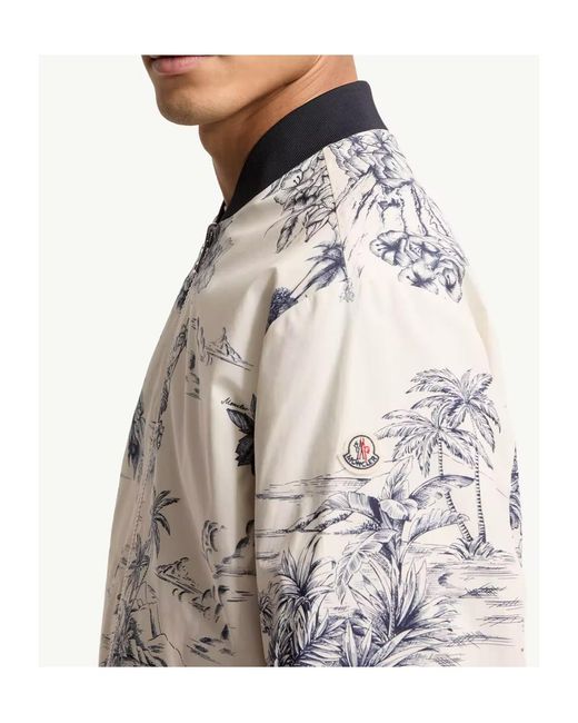 Moncler White Reversible Printed Poplin Jacket for men