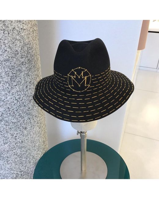 Maison Michel Black Logo Embroidered Hat