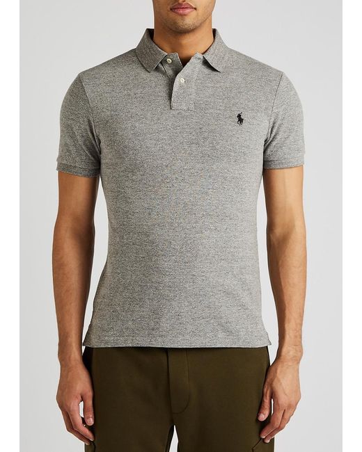 Polo Ralph Lauren Gray Slim Piqué Cotton Polo Shirt for men