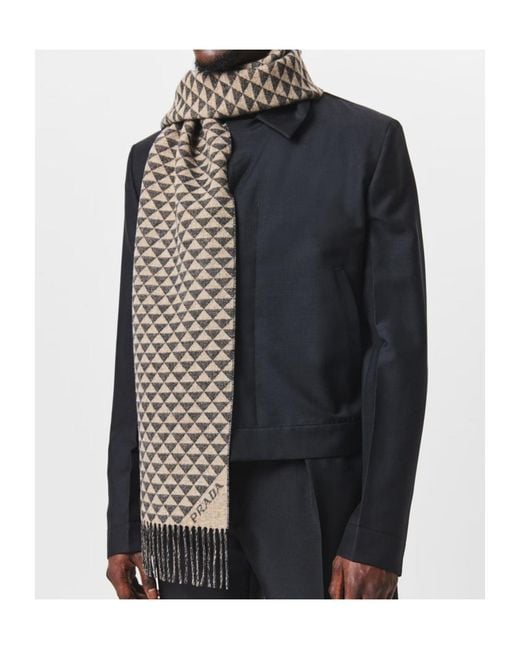 Prada White Pattern Scarf for men