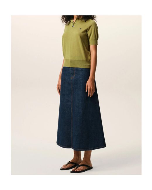 AMI Green Logo Embroidered Knitted Polo Top
