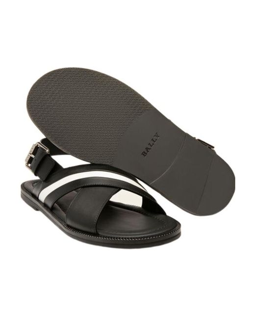 Bally Black Jamilo Crossover-Straps Leather Sandals for men