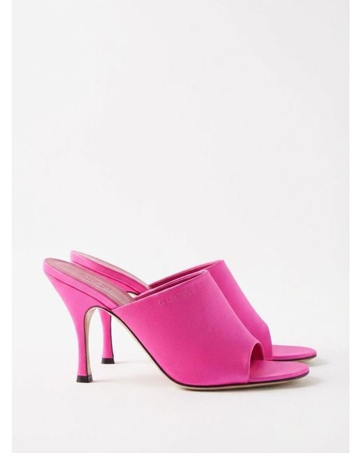 Gucci Pink High Heel Slide Sandals
