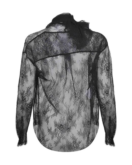 Alberta Ferretti Black Ruffled Laced Shirt