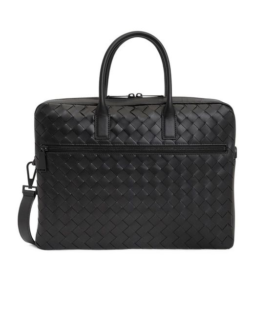 Bottega Veneta Black Weaving Design Briefcase for men